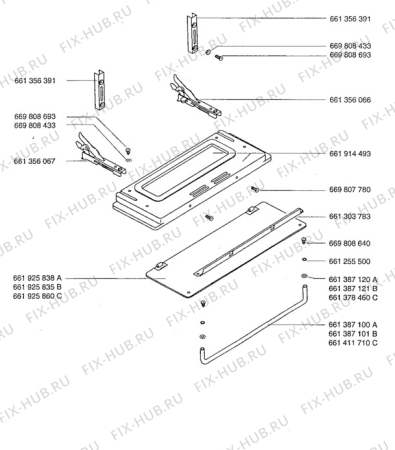 Взрыв-схема плиты (духовки) Aeg 3201F-RG - Схема узла H10 Grill door assy